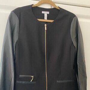 Black jacket with faux leather sleeves Women's size 16